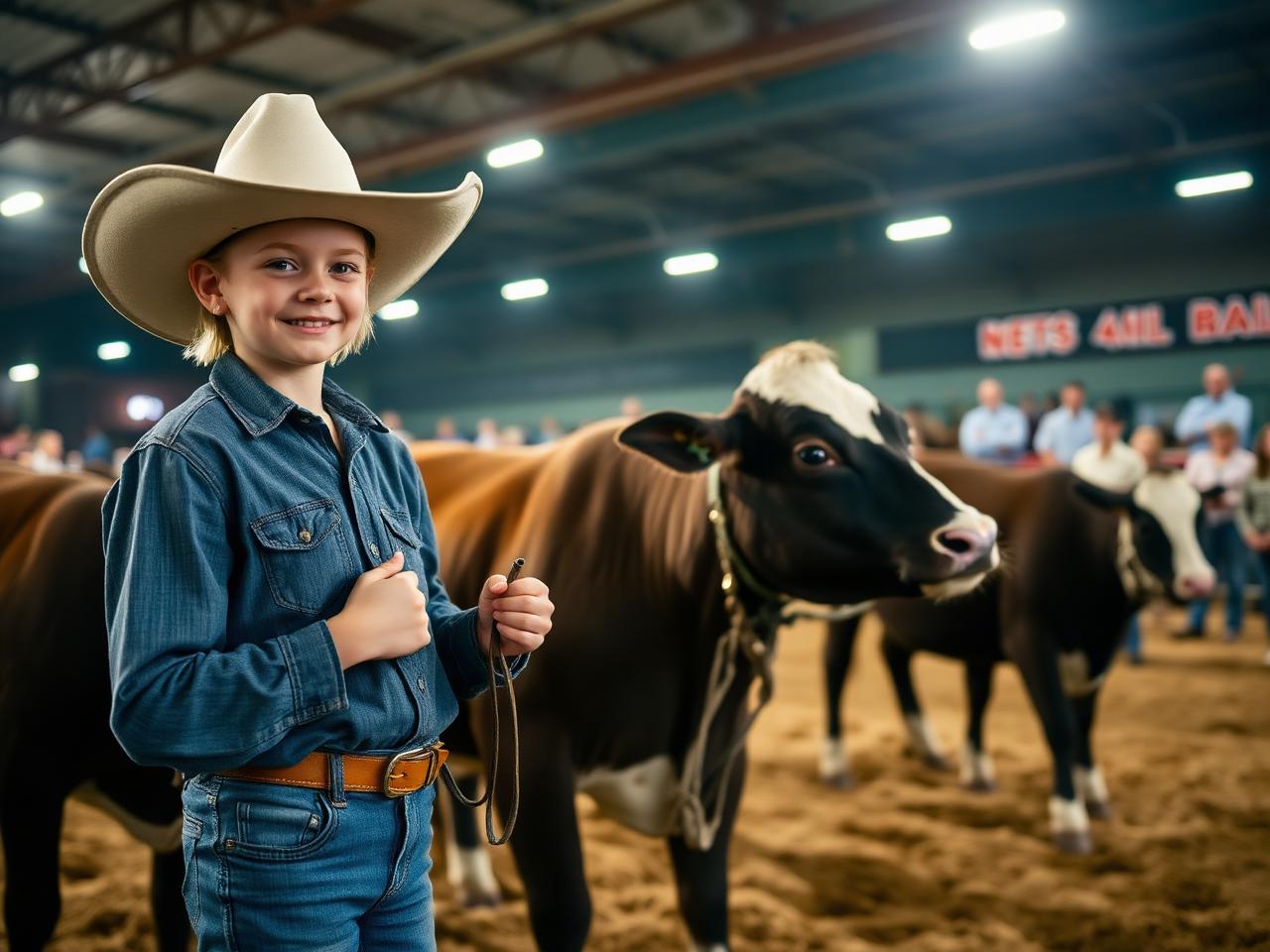 Young Texan at livestock show